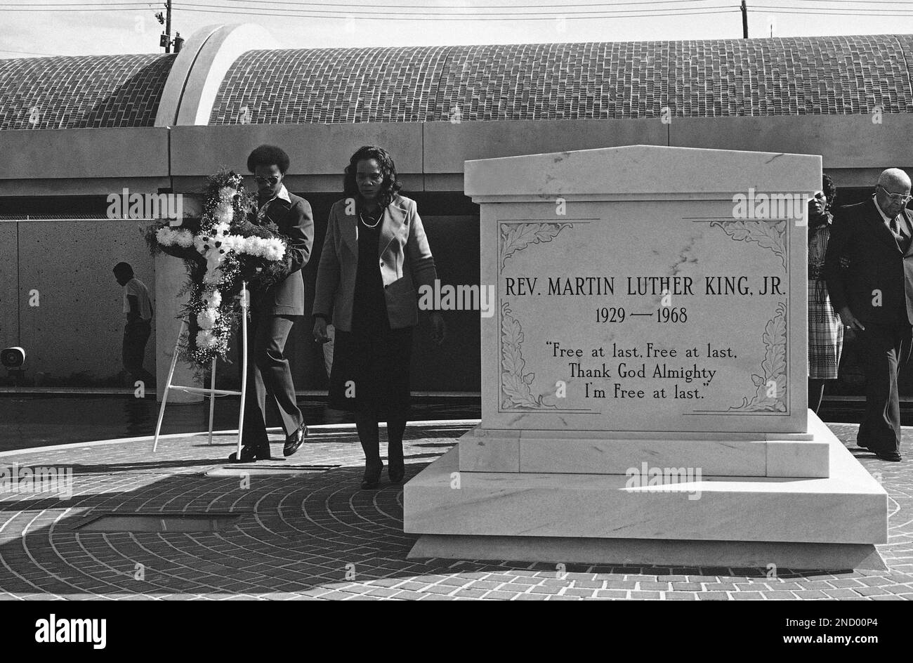Martin Luther King III carries a wreath for his mother Mrs. Coretta