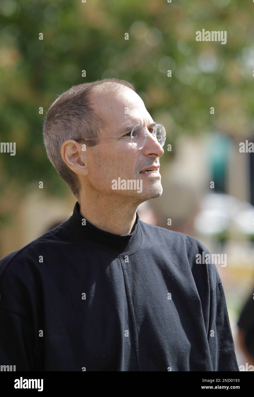 Apple CEO and cofounder Steve Jobs during a signing ceremony at Lucile