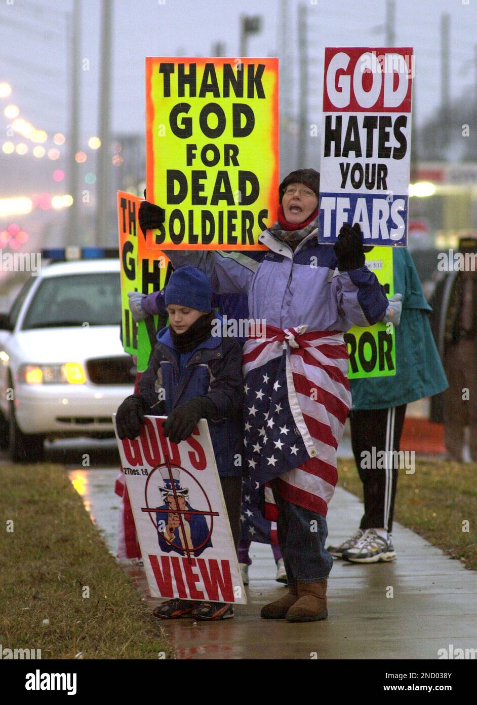 FILE - In this Feb. 8, 2006 file photo, Margie Phelps, right, and her ...