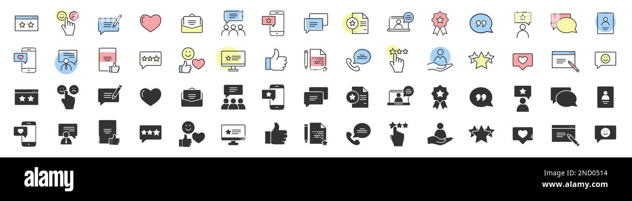 Feedback excellent icons collection in two different styles Stock Vector
