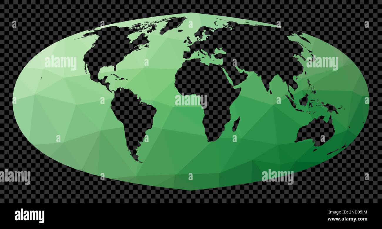 World map. Focaut Sinusoidal projection. Polygonal map of the world on ...