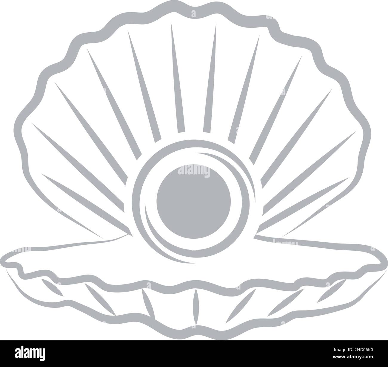 Open Shell with Pearls Logo, Shell, Logo, Icon, Background Stock Vector