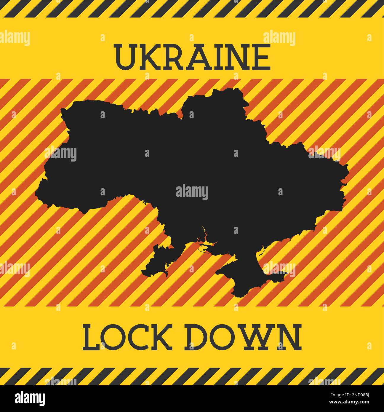 Ukraine Lockdown Sign. Yellow country pandemic danger icon. Vector ...