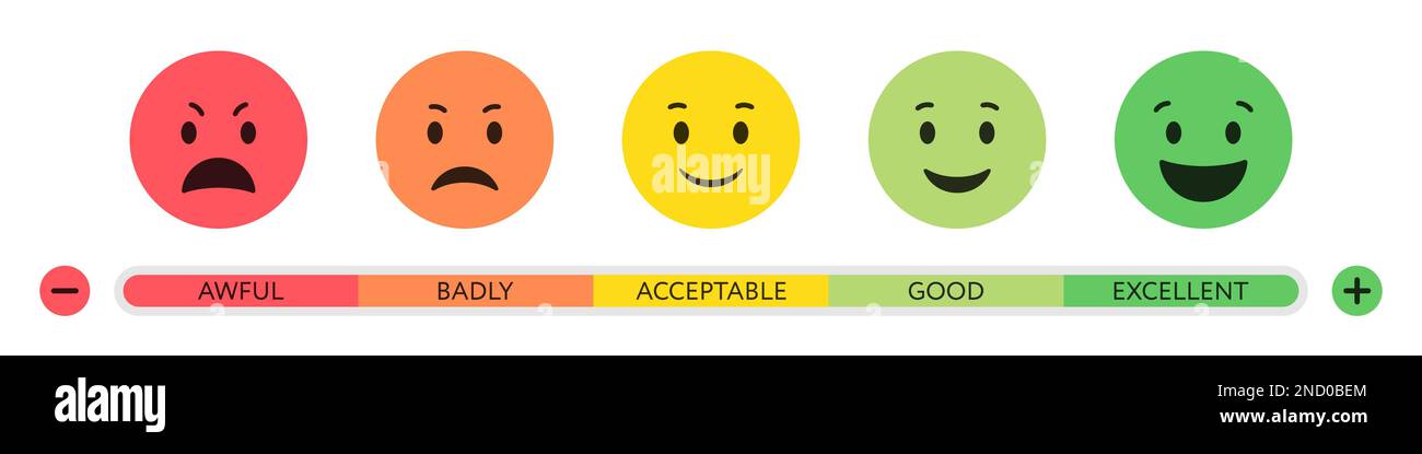 Feedback emoticon rating scale in a flat design. Vector illustration ...