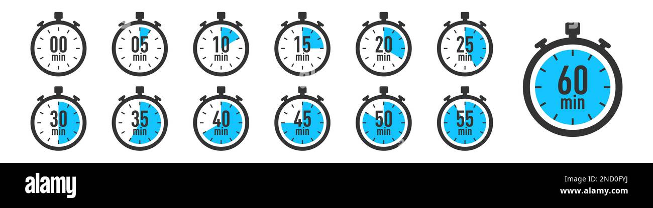 Set of timer clock icons. Stopwatch timer collection Stock Vector Image ...