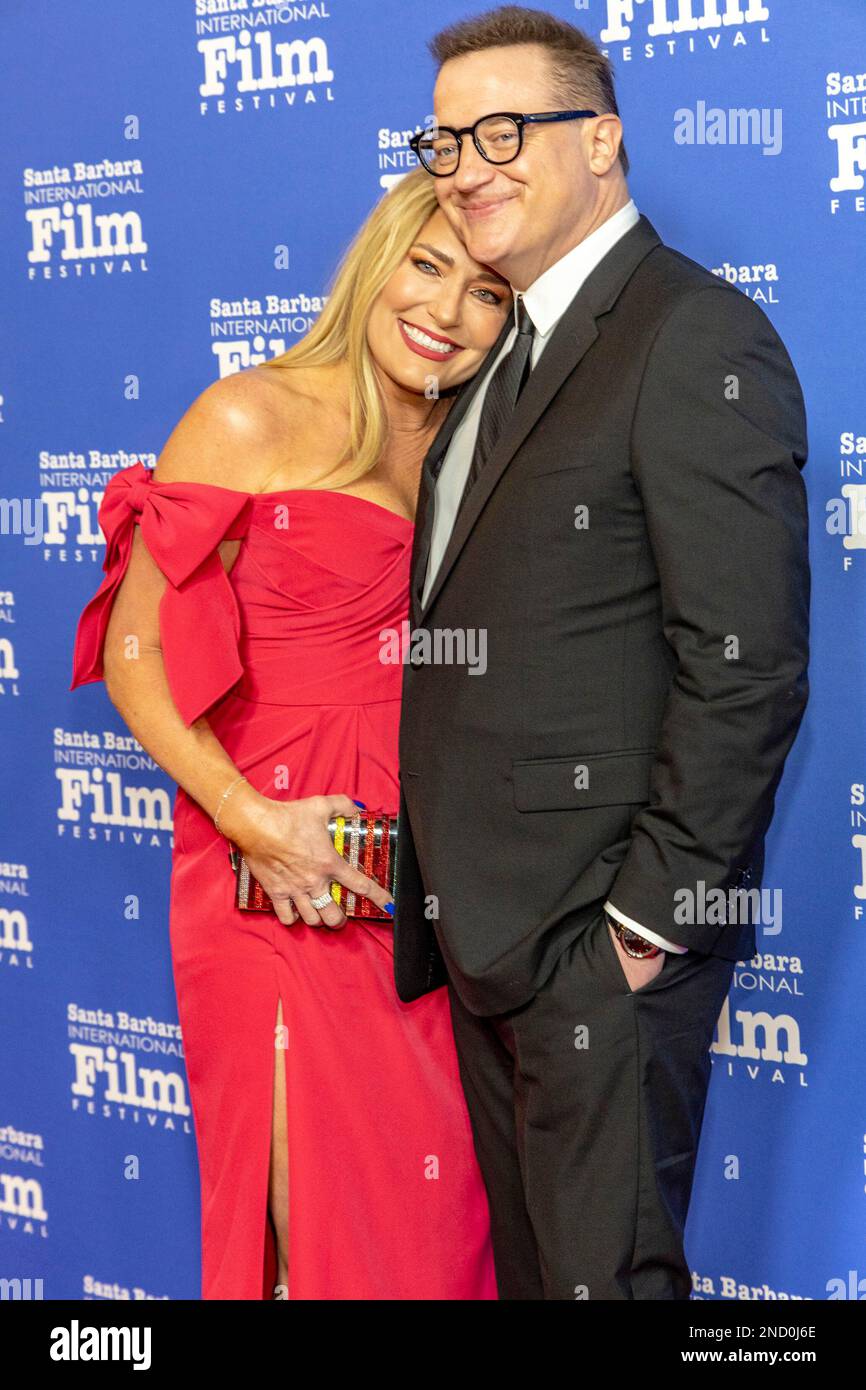 Santa Barbara, CA. February 14, 2023, Brendan Fraser and girlfriend ...