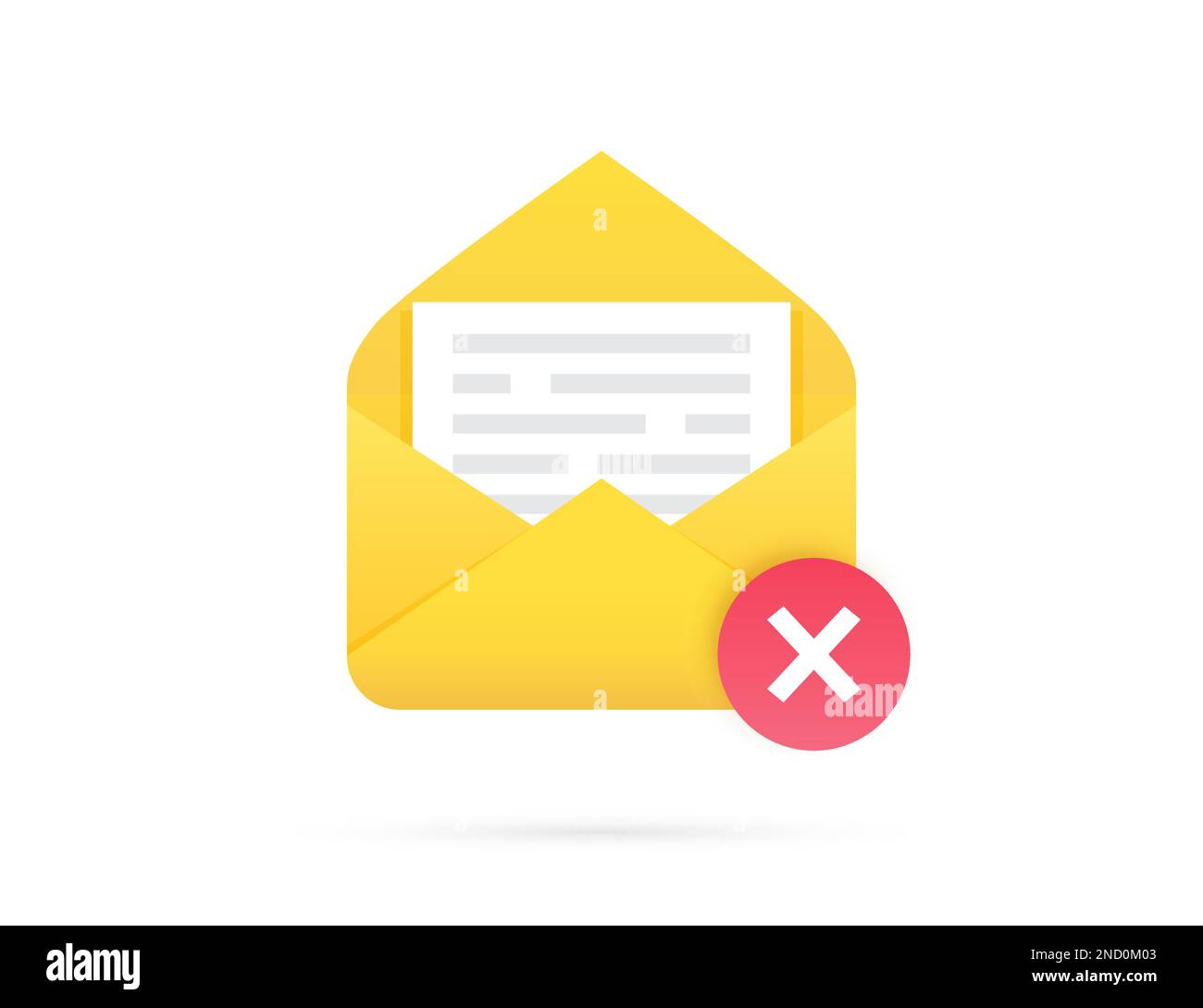 Mail envelope with document and cross mark icon. Vector illustration Stock Vector