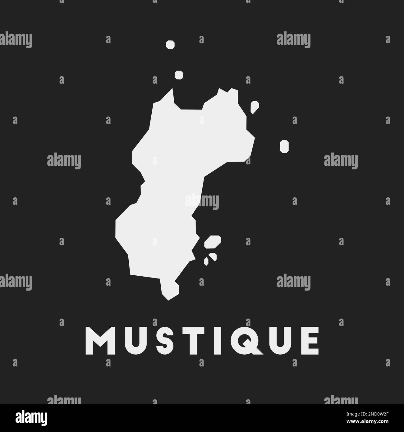 Mustique icon. Island map on dark background. Stylish Mustique map with ...