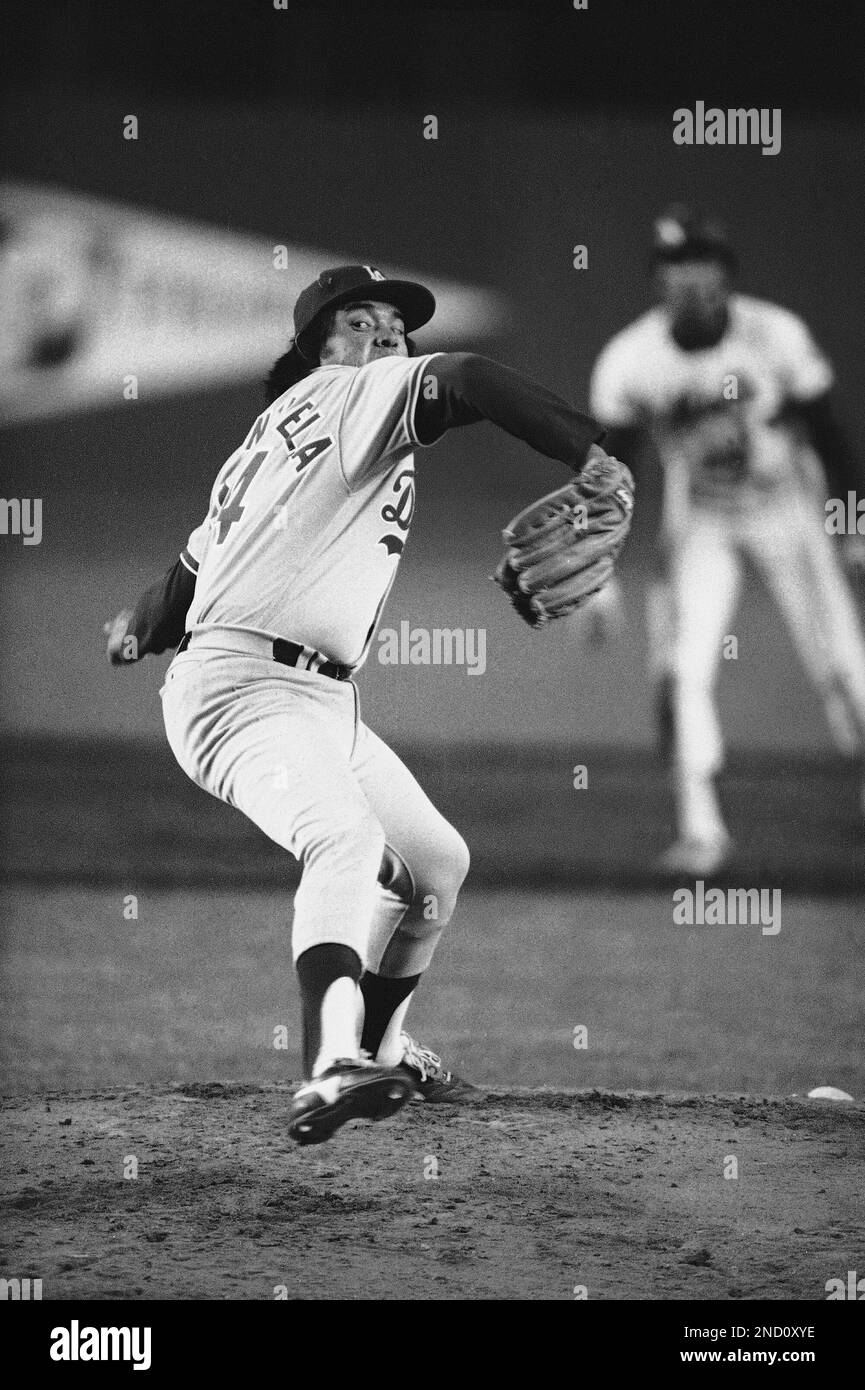 Los Angeles Dodgers Fernando Valenzuela delivers to the New York Mets at  Shea Stadium Friday, May 9, 1981. The 20-year-old pitched his fifth season  shutout as the Dodgers beat the Mets 1-0. (