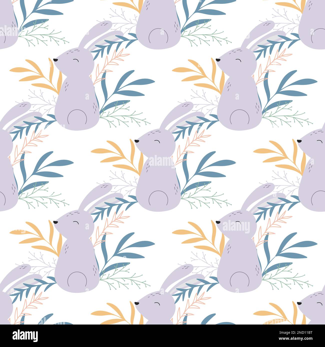 Cute baby bunnies seamless pattern Stock Vector Image & Art - Alamy