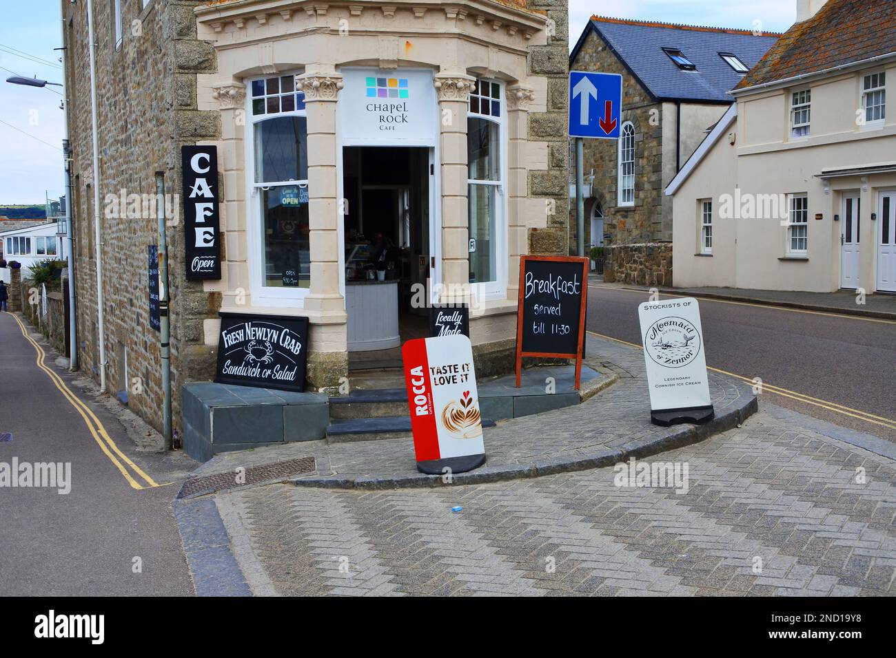 A small cafe in Marazion, Cornwall. Marazion is the hub village for