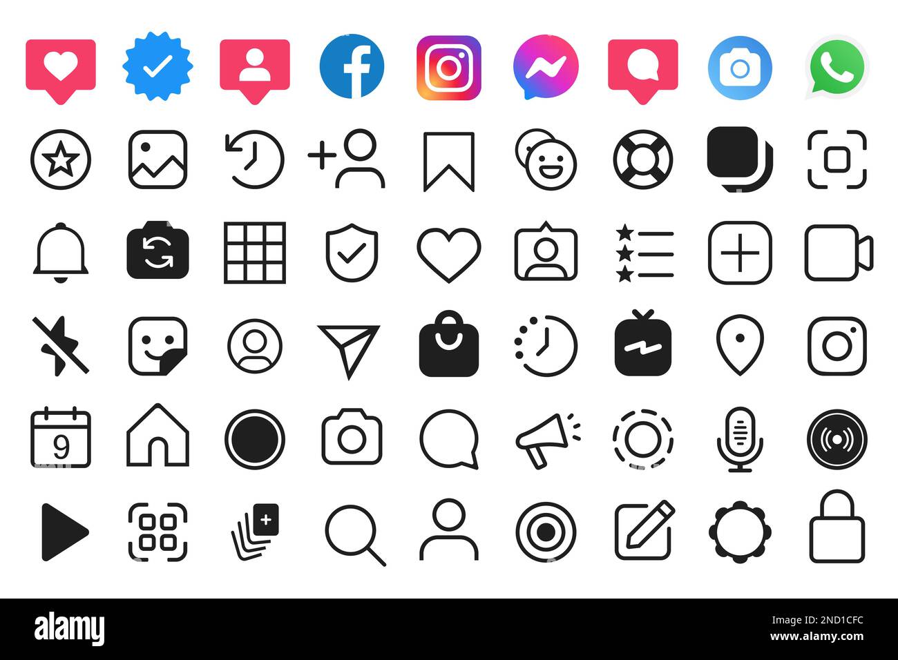 Set of Instagram icons for social media. Vector illustration Stock ...