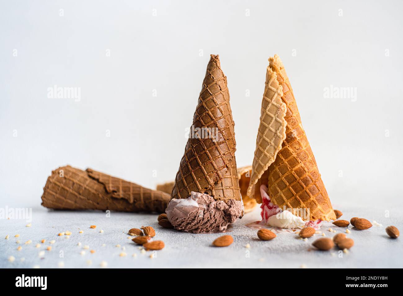 Waffle cone upside down hi-res stock photography and images - Alamy