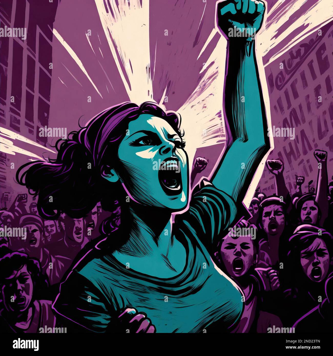 Woman Rioting Drawing Crisis near city hi-res stock photography and images - Alamy
