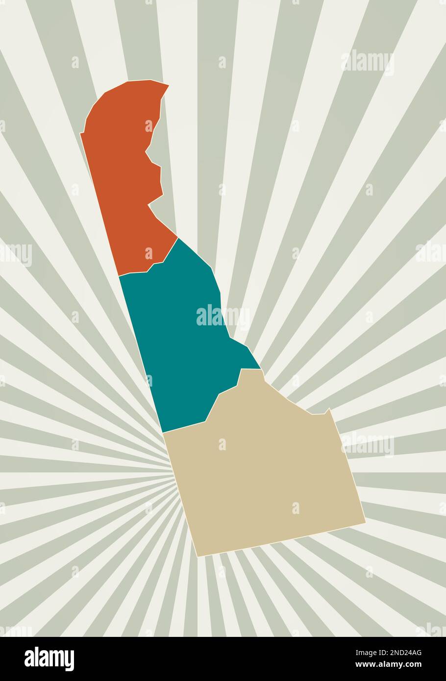 Delaware map. Poster with map of the us state in retro color palette ...