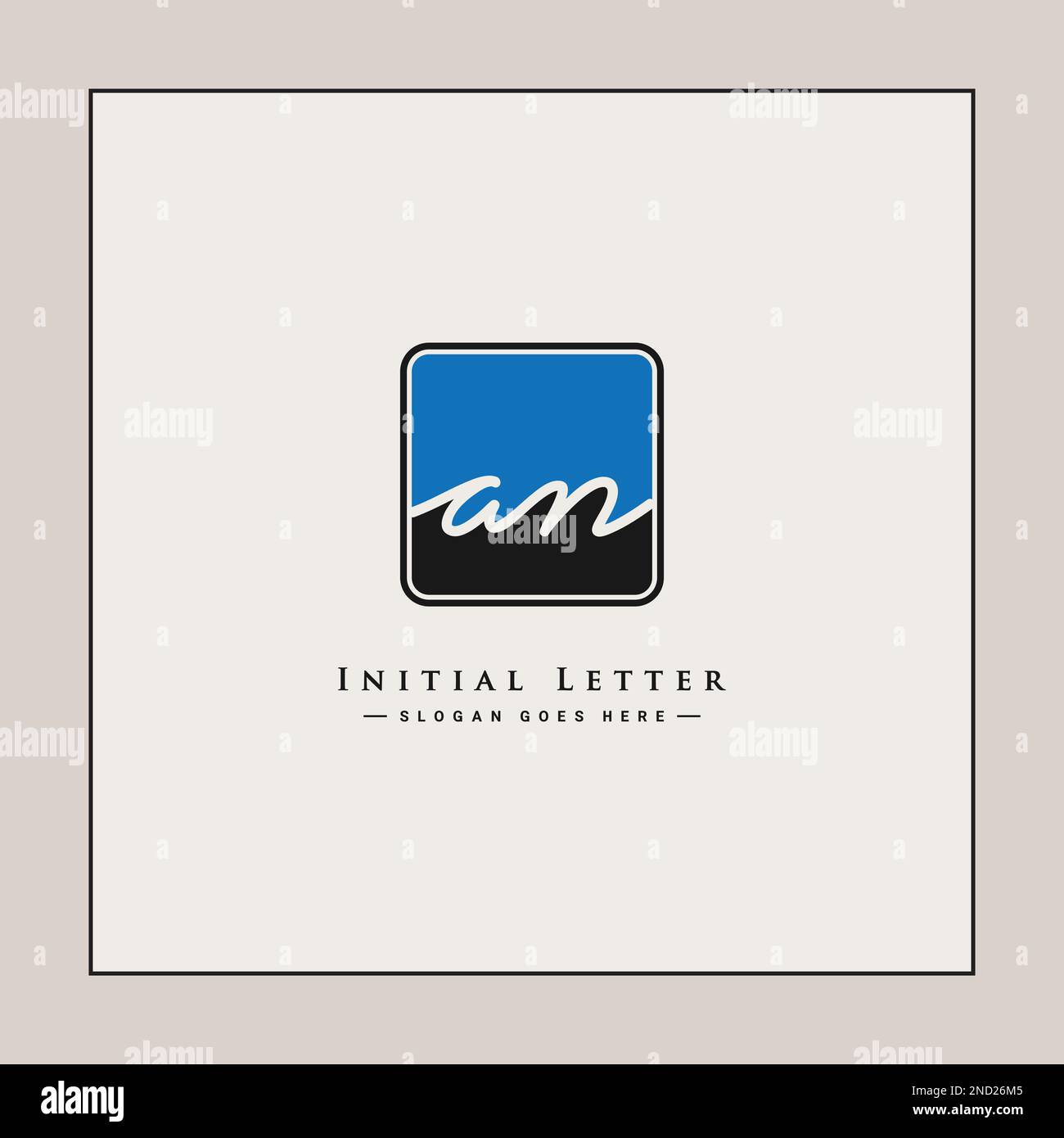 Handwritten Signature logo for Initial Letter AN - Vector Logo Template for Alphabet A and N Stock Vector