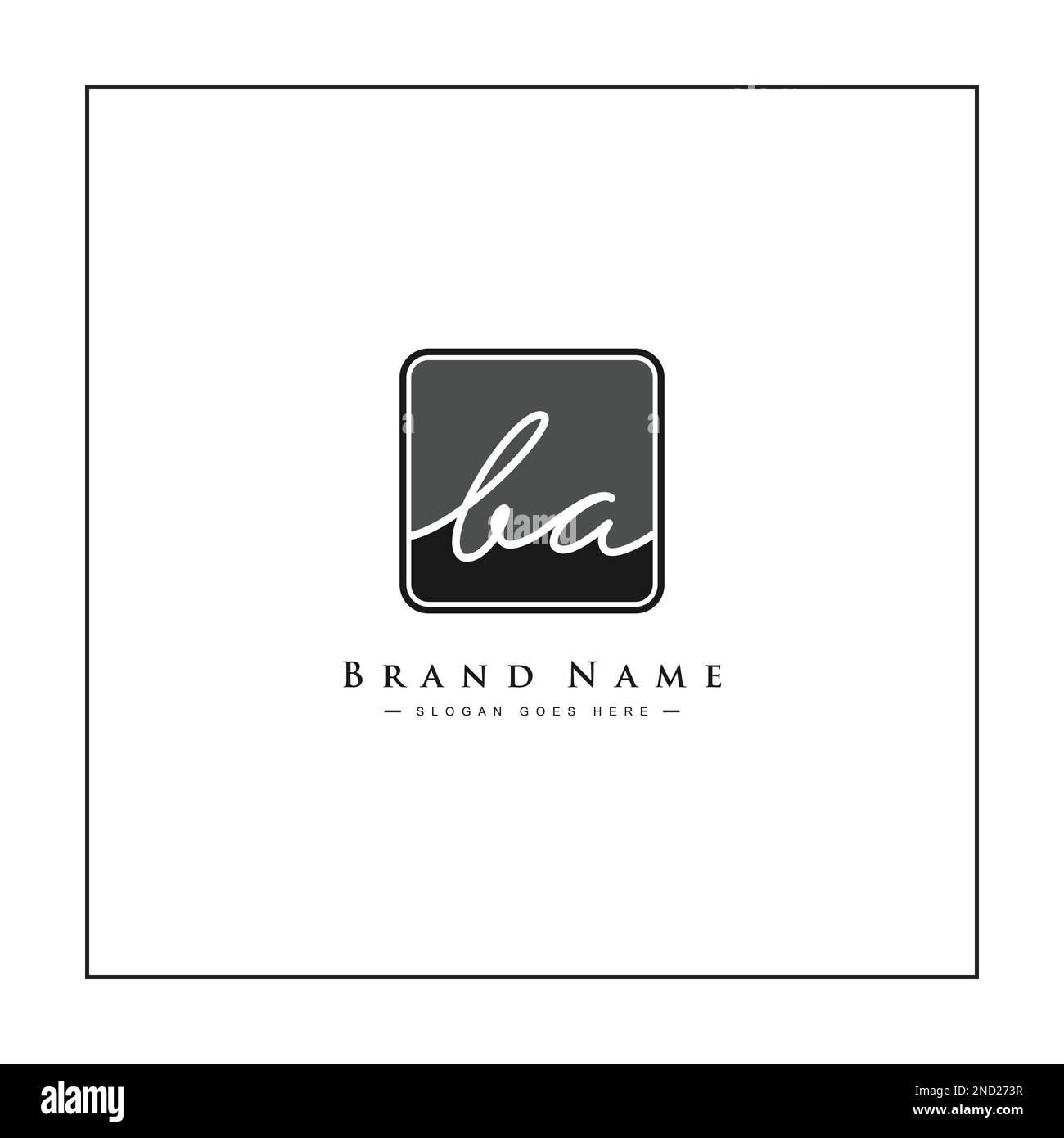 Initial Signature Logo for Letter BA - Vector Logo Template in Handwritten Signature Style Stock Vector