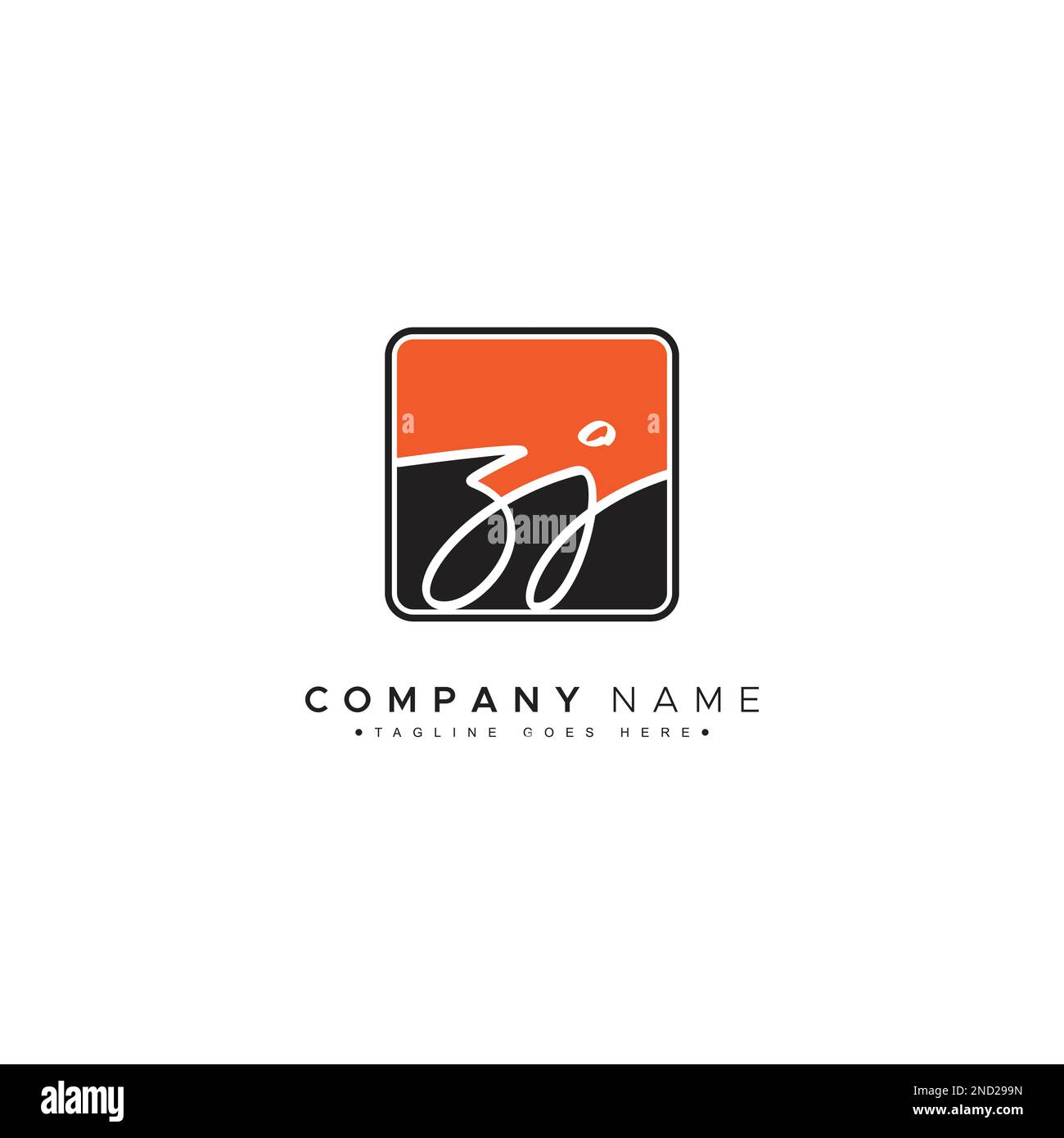 Initial Signature Logo for Letter ZJ - Vector Logo Template in Handwritten Signature Style Stock Vector
