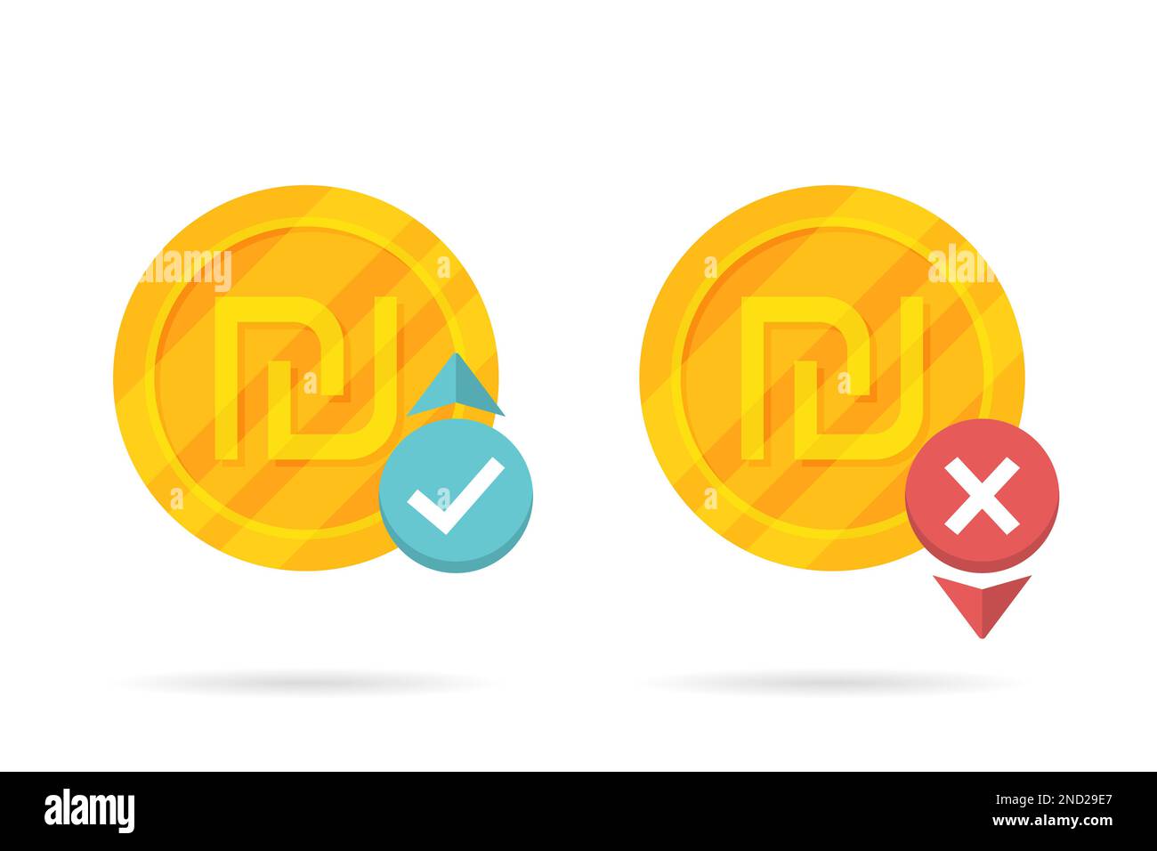 Up and down shekel money icon with shadow Stock Vector