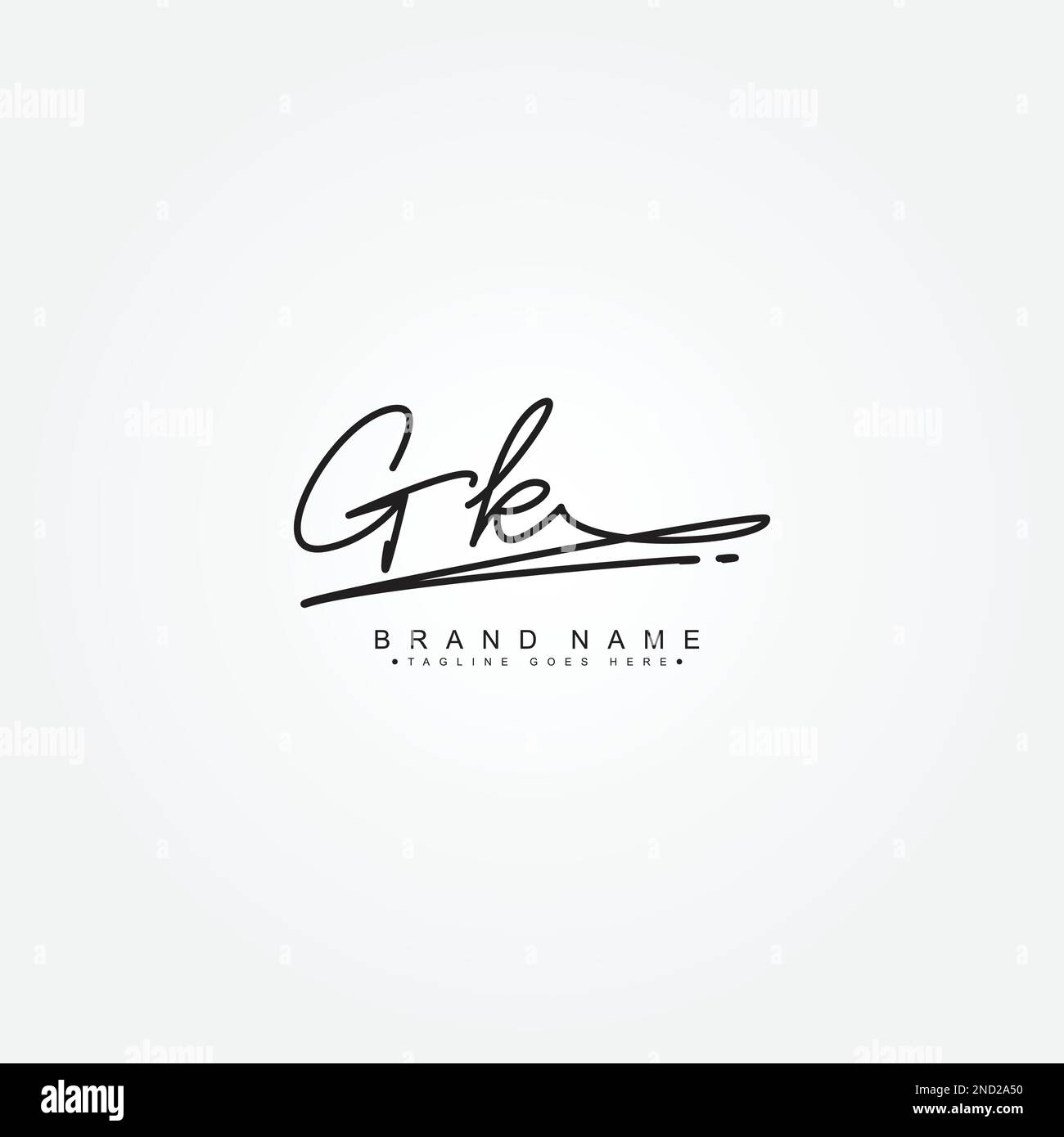 Simple Signature Logo for Alphabet GK Handwritten Signature for