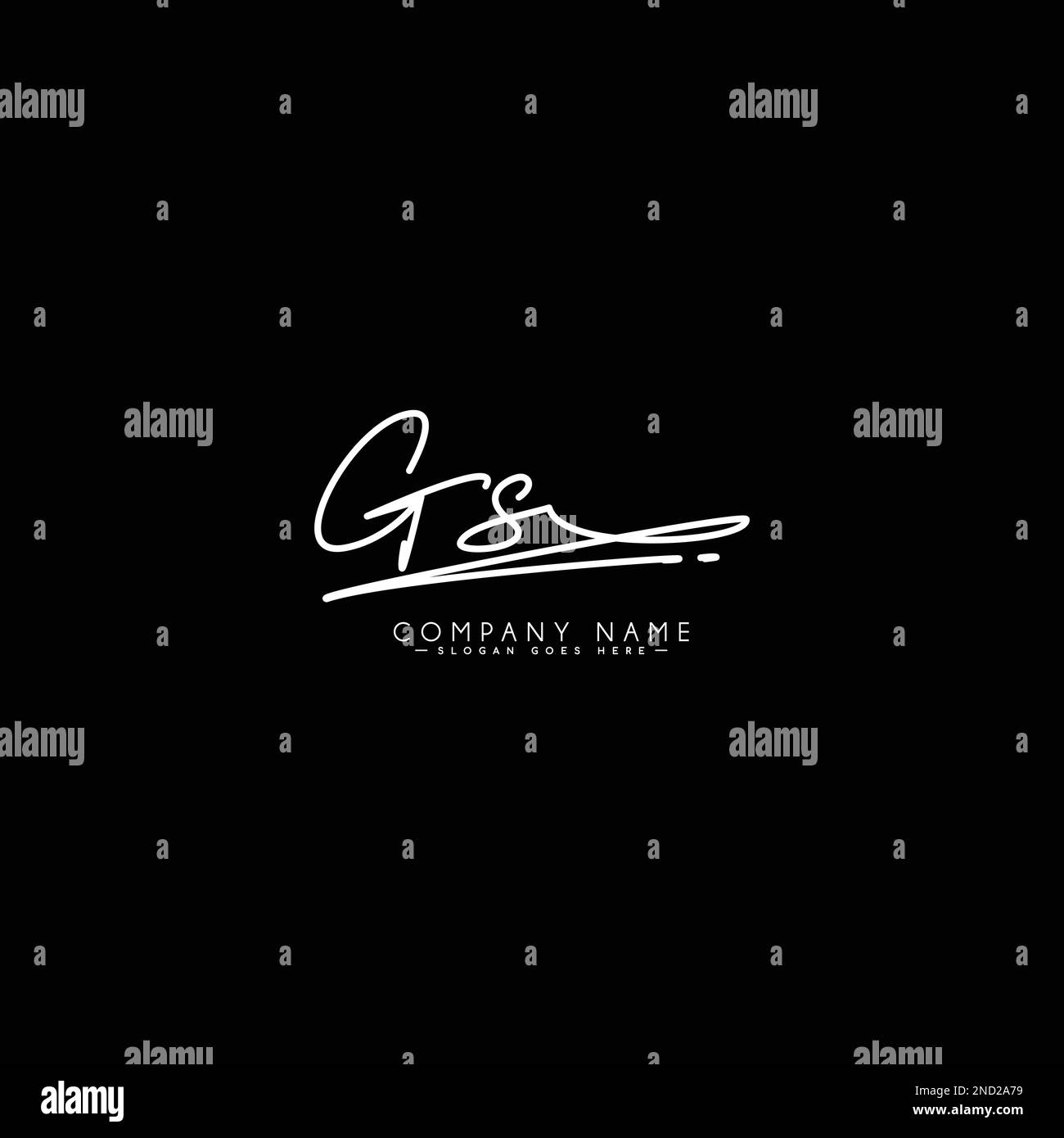 Handwritten Signature logo for Initial Letter GS - Vector Logo Template for Alphabet G and S Stock Vector