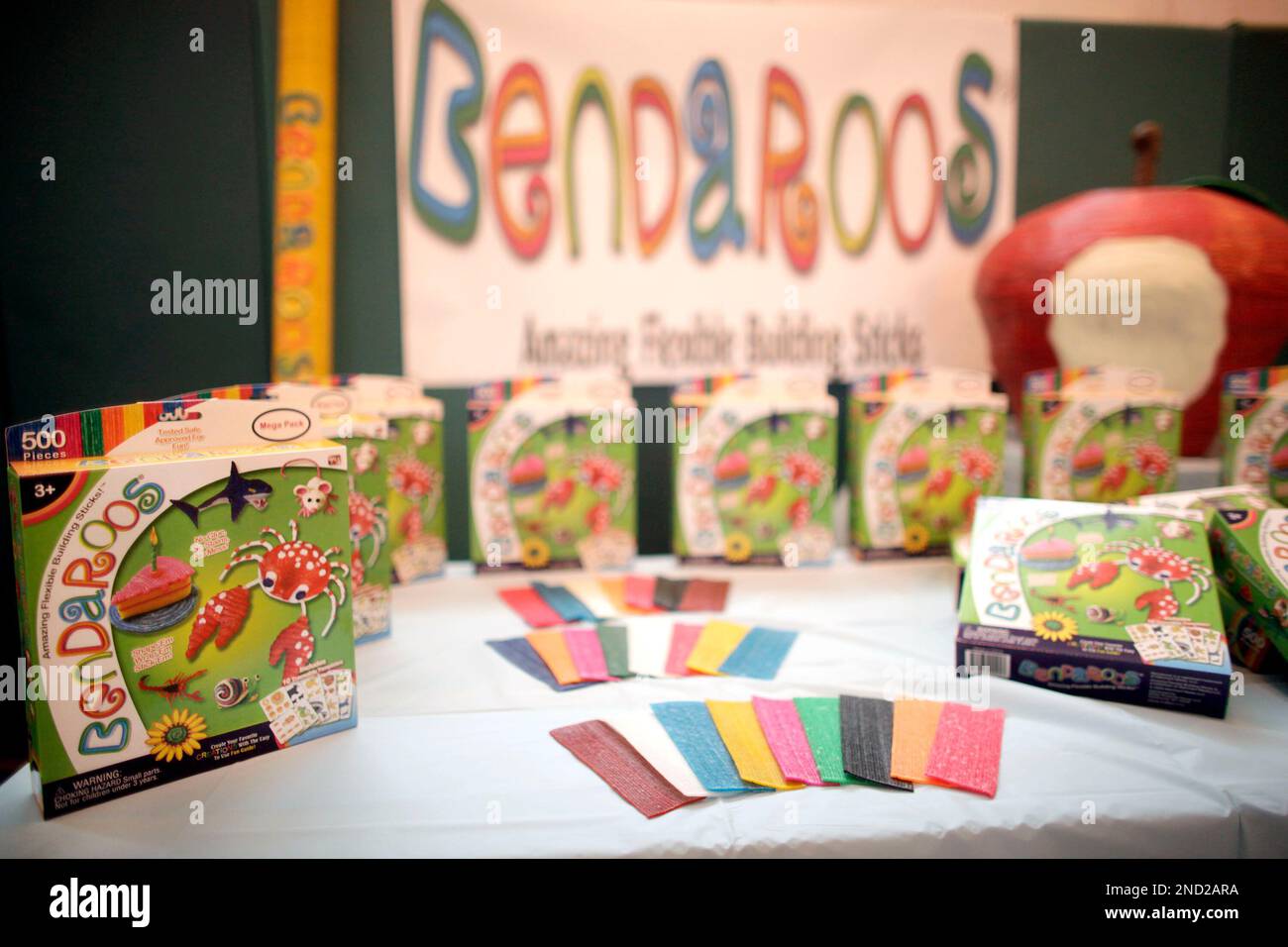 Bendaroos product is seen at the New York Parks & Recreation's Jackie  Robinson Recreation Center during a contest to build an Empire State  Building made entirely out of Bendaroos building sticks, Thursday