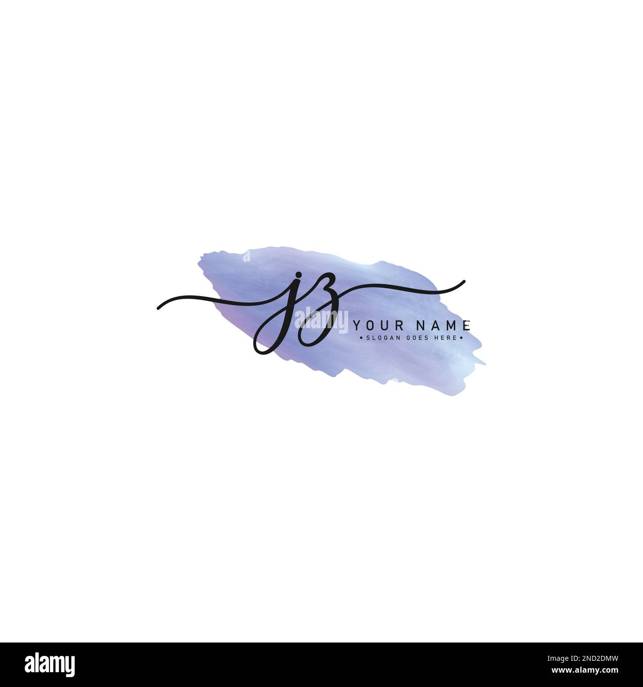 JZ Handwritten Signature logo with Watercolor Background- Vector Logo Template for Beauty, Fashion and Photography Stock Vector