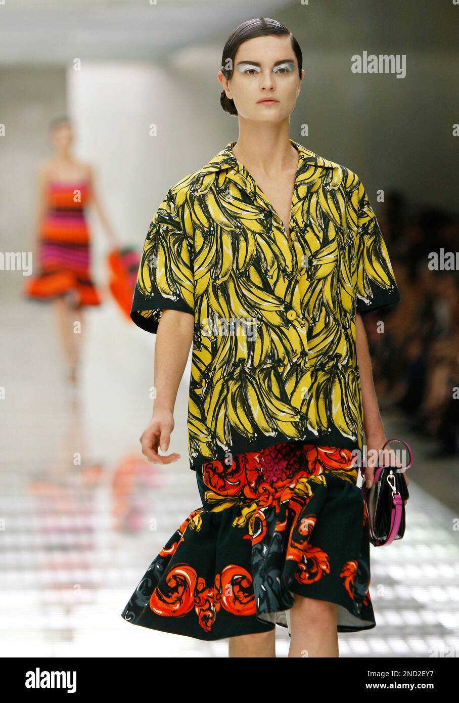 A model shows a creation part of the Prada Spring-Summer 2011 fashion  collection, during the fashion week in Milan, Italy, Thursday, Sept. 23,  2010. (AP Photo/Antonio Calanni Stock Photo - Alamy