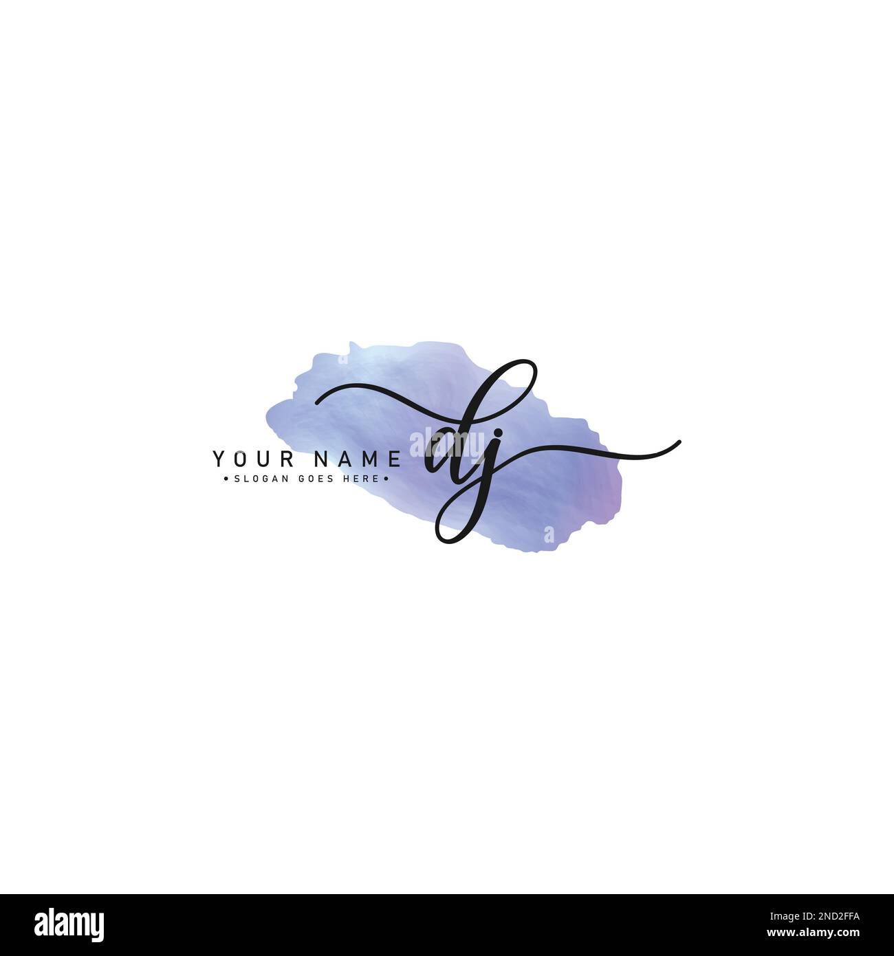 Initial Letter DJ Vector Logo Template in Watercolor Signature Style
