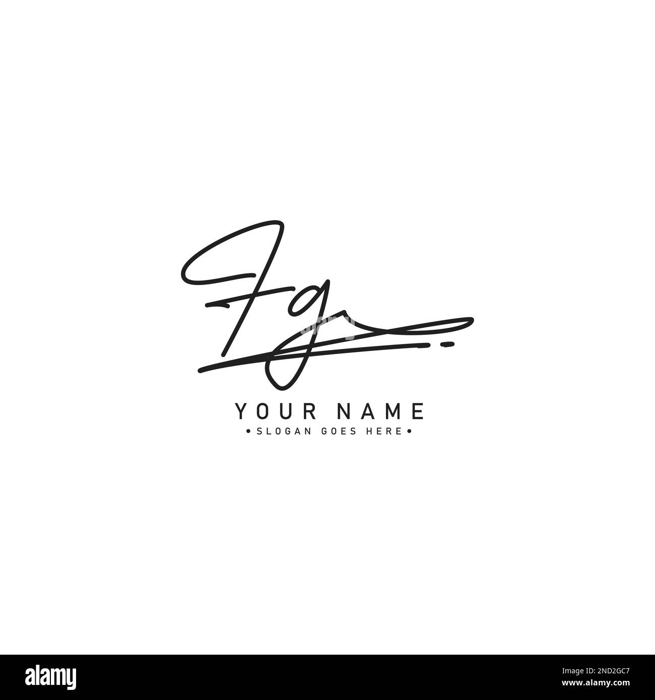 FG Handwritten Signature logo - Vector Logo Template for Beauty, Fashion and Photography Business Stock Vector