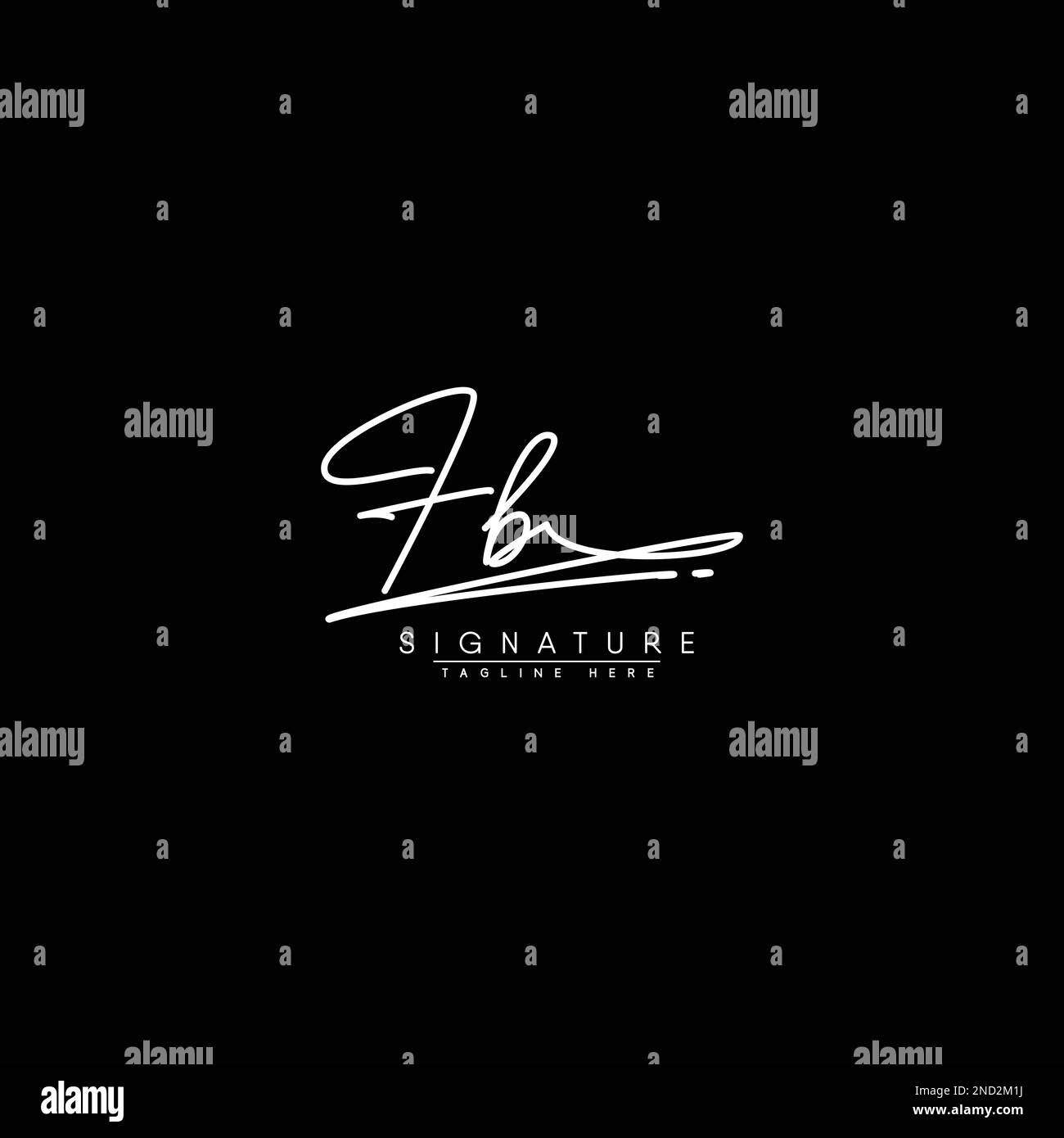 FB Simple Signature Logo - Handwritten Vector Template for F and B Logo Stock Vector