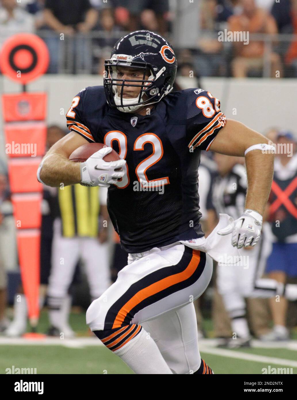 Chicago Bears tight end Greg Olsen (82) during a break in the action  against the Minnesota Vikings in an NFL football game in Chicago, Monday,  Dec. 28, 2009. (AP Photo/Nam Y. Huh