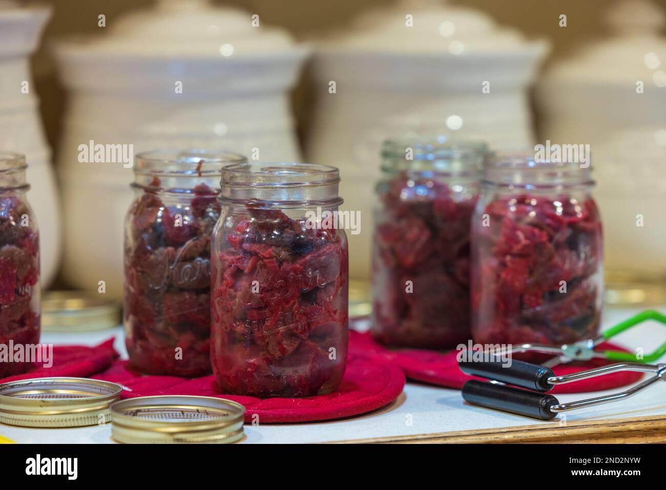 Canning venison in a northern Wisconsin kitchen Stock Photo Alamy