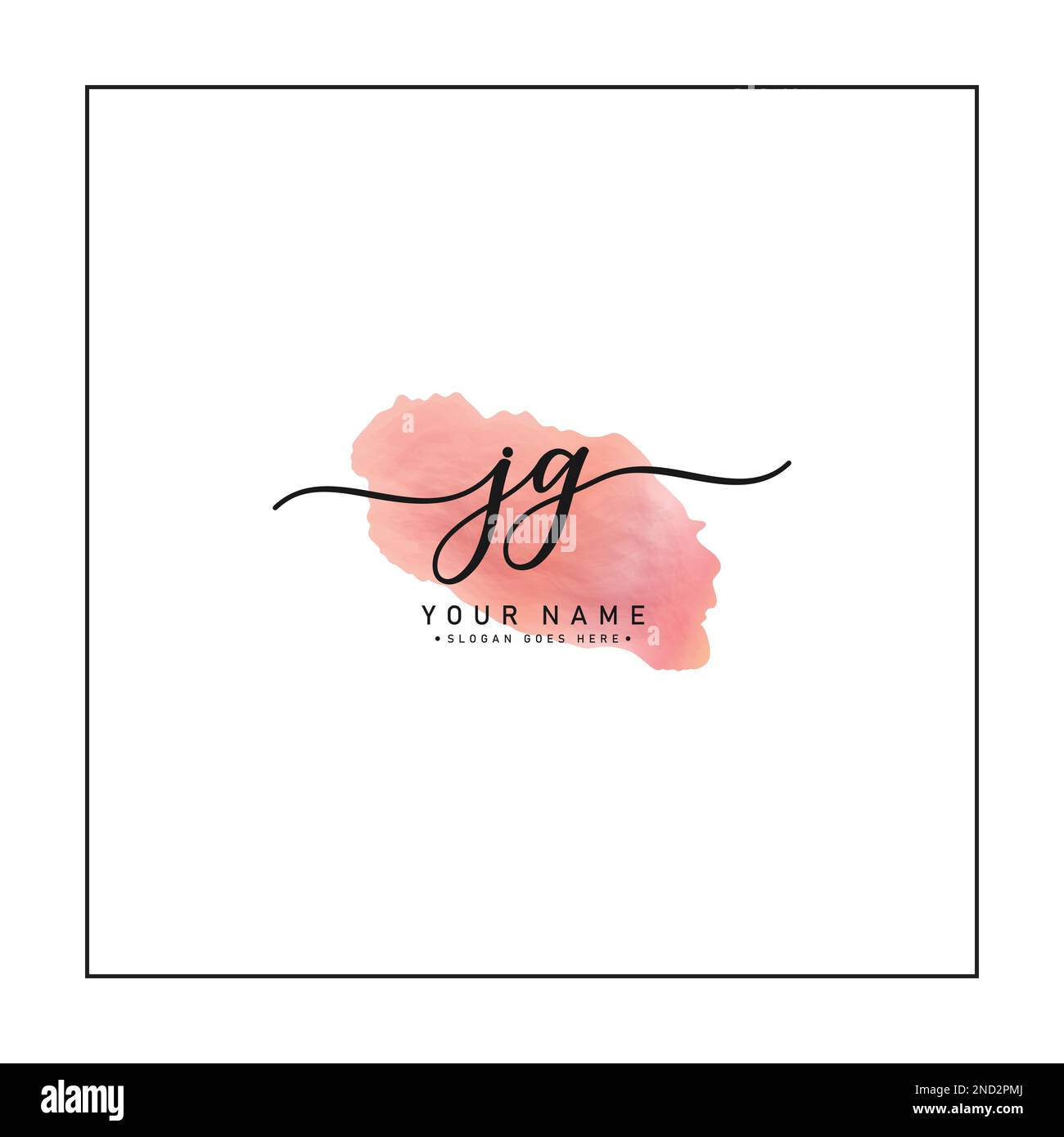 JG Handwritten Signature logo with Watercolor Background- Vector Logo Template for Beauty, Fashion and Photography Stock Vector