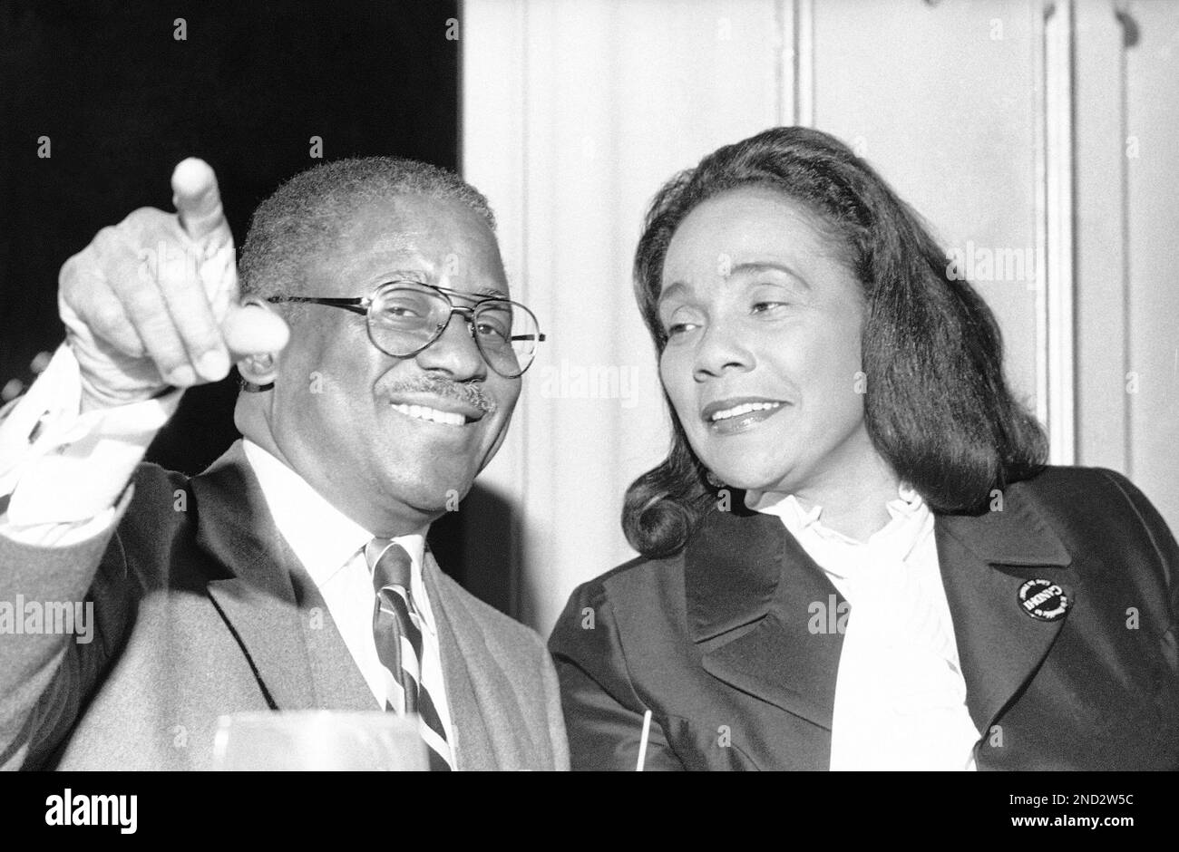 Coretta Scott King, right, widow of the slain civil rights leader ...