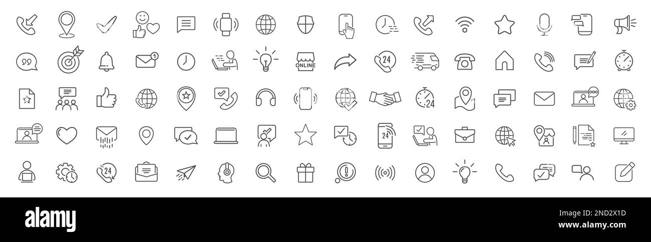 Contact us line icons collection. Big UI icon set. Thin outline icons ...