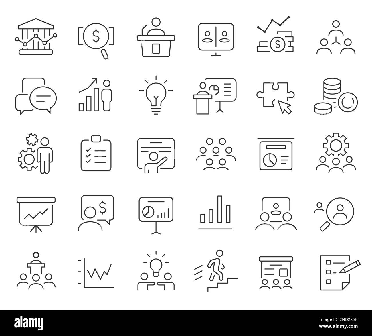 Business training and conference line icons collection. Thin outline ...