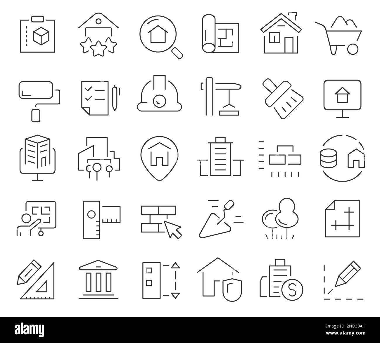 Construction and building line icons collection. Thin outline icons ...