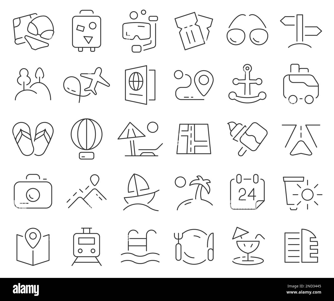 Travel and tourism line icons collection. Thin outline icons pack ...