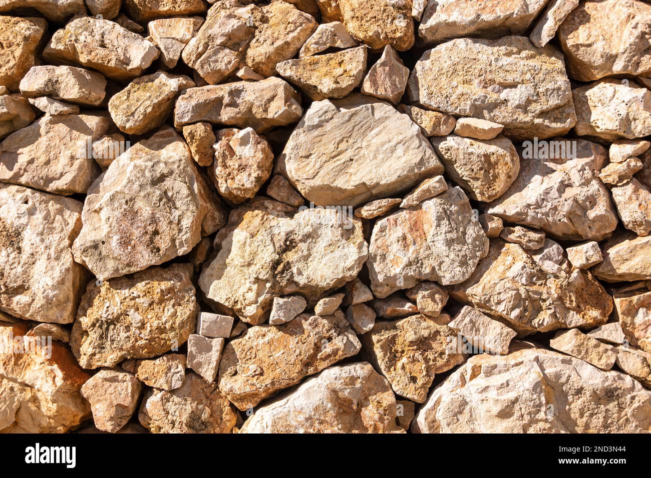 Loosely Stacked Stone Wall Background Stock Photo