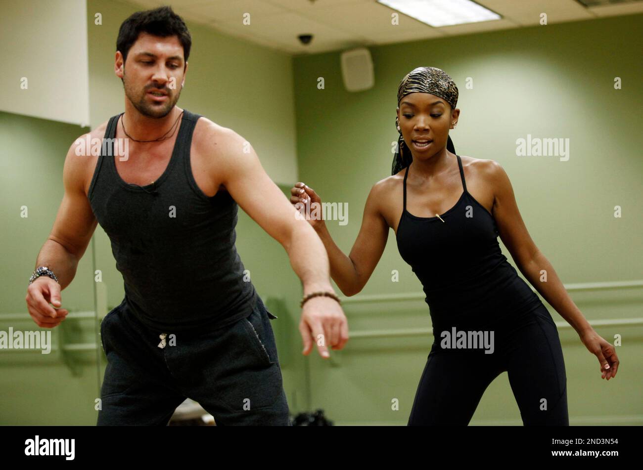 Singer Brandy, right, and her dance partner, Maksim Chmerkovskiy