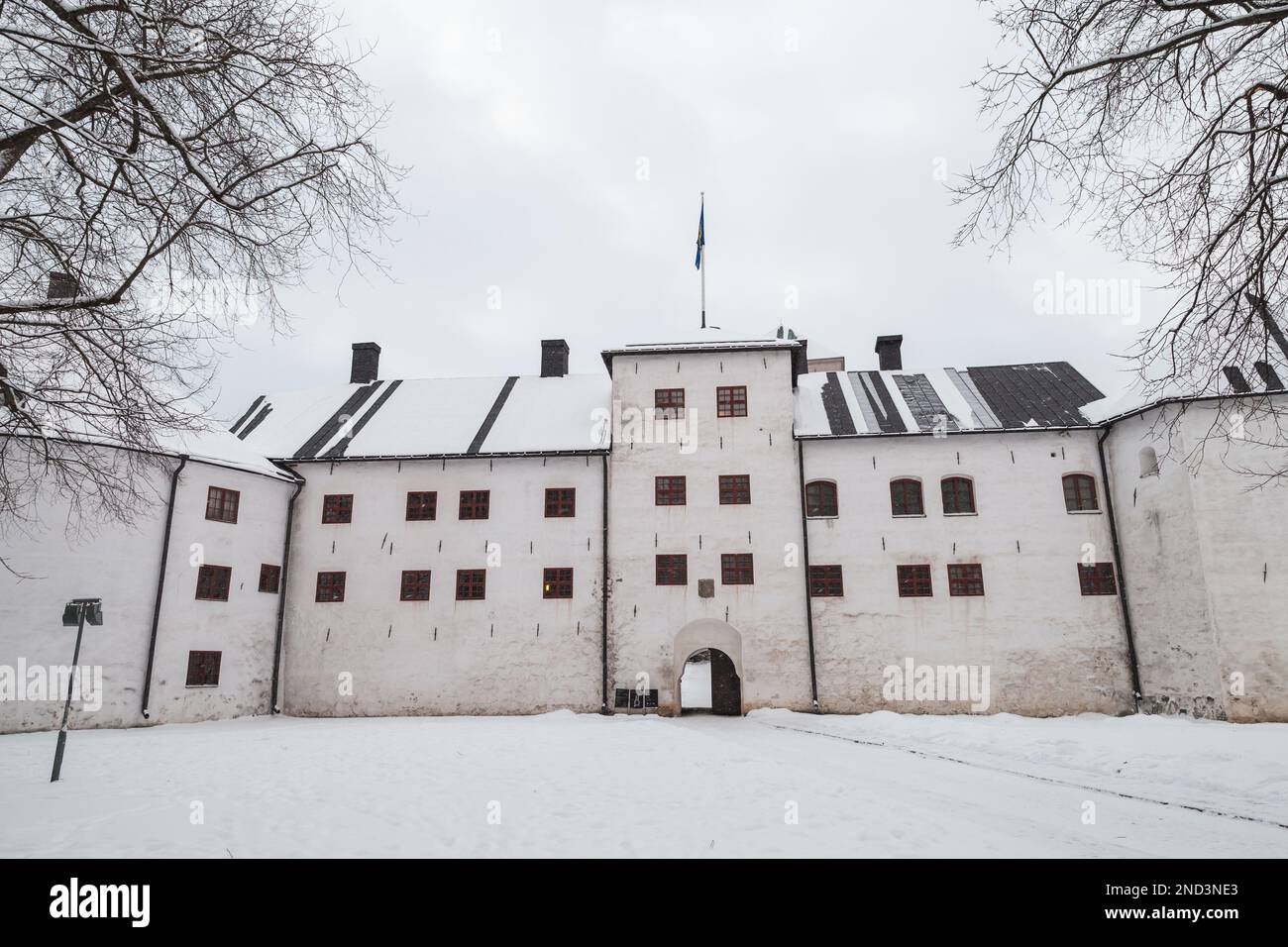 Turku castle entrance on a winter day, Finland Stock Photo
