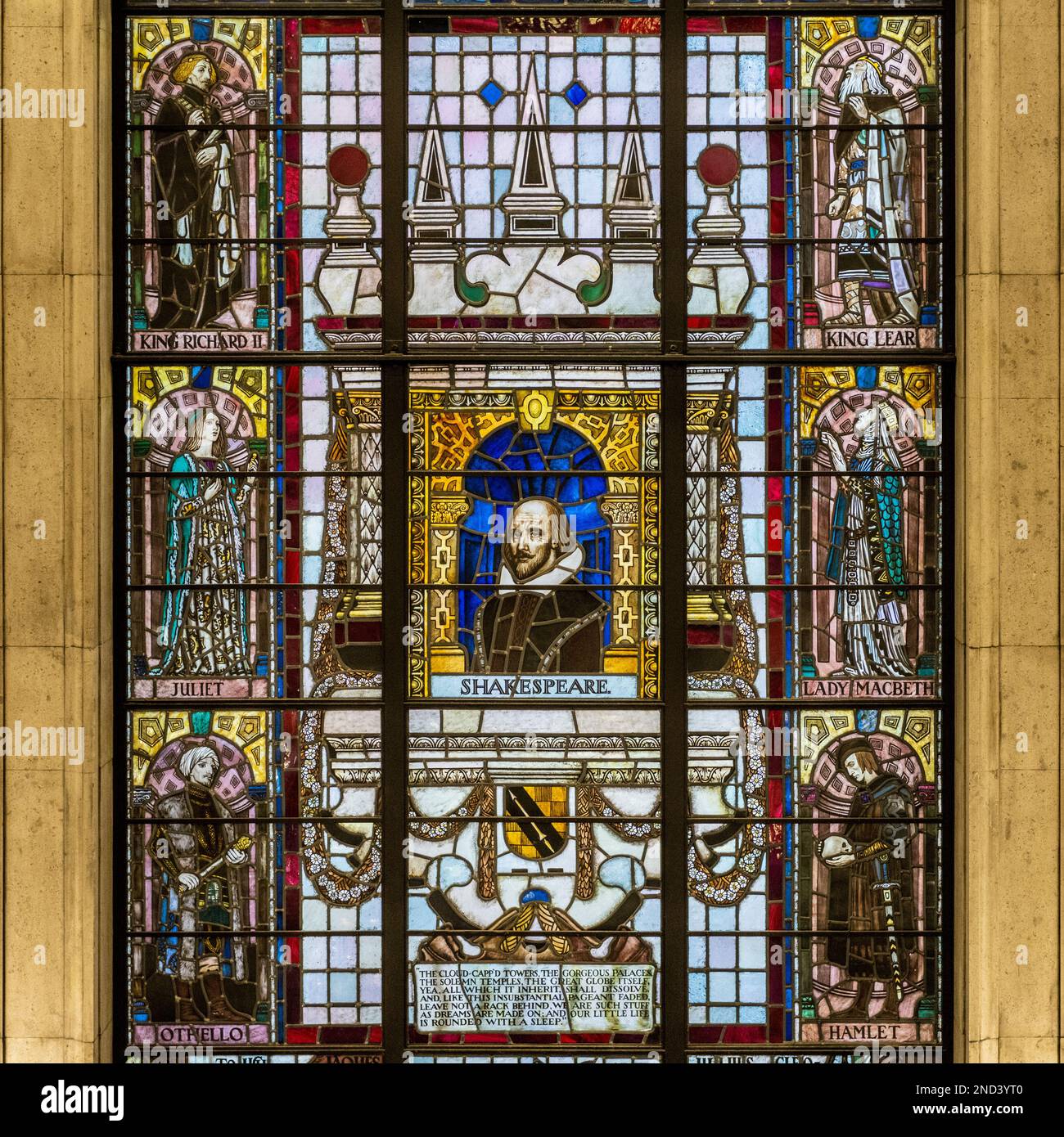 Shakespeare stained glass window designed by Robert Anning Bell