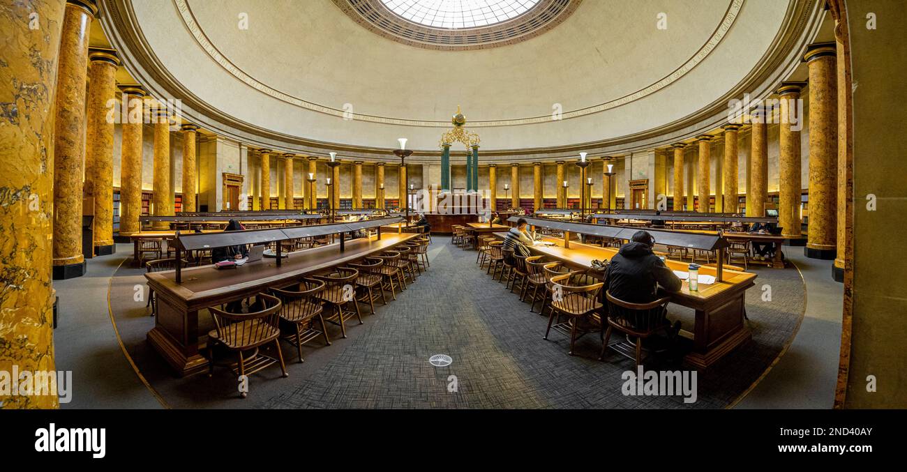 The Wolfson Reading Room, Manchester Central Library. Manchester, UK Stock Photo