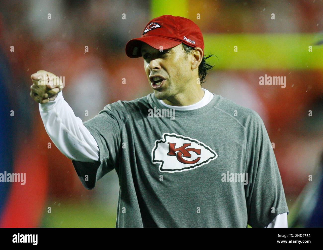 Kansas City Chiefs coach Todd Haley during the second half of an NFL  football game against the San Diego Chargers Monday, Sept. 13, 2010, in  Kansas City, Mo. (AP Photo/Ed Zurga Stock