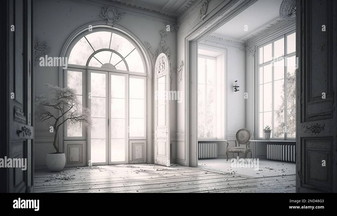 Vintage interior in antique style. 3D render Stock Photo - Alamy