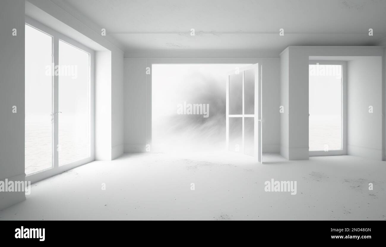 Abandoned interior with dust inside. 3D render Stock Photo Alamy