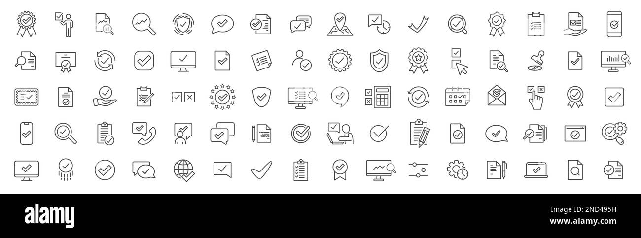 Check and audit line icons collection. Big UI icon set. Thin outline ...
