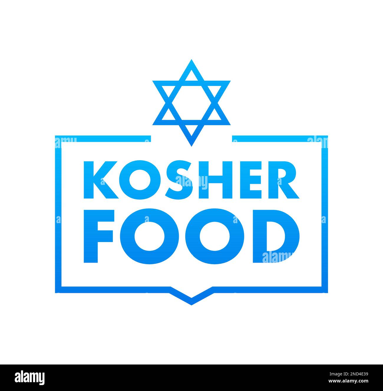 Kosher food product sign label, sticker. Certified kosher sign. Vector stock illustration. Stock Vector