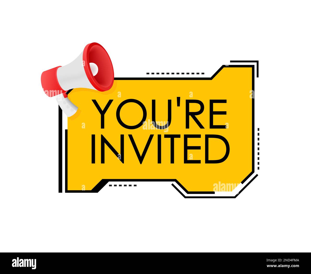 Megaphone banner, business concept with text You re invited. Vector ...
